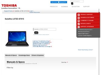 L675D-S7015 driver download page on the Toshiba site