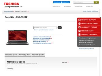 L755-S5112 driver download page on the Toshiba site