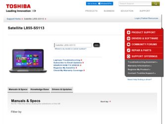 L855-S5113 driver download page on the Toshiba site