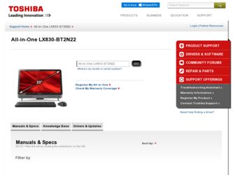 LX830-BT2N22 driver download page on the Toshiba site
