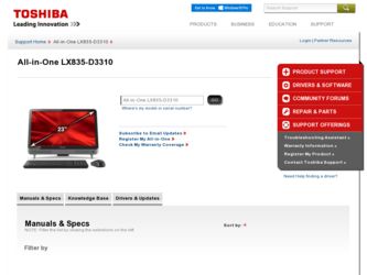 LX835-D3310 driver download page on the Toshiba site