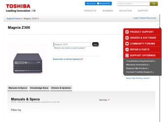 Magnia Z300 driver download page on the Toshiba site