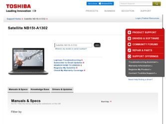 NB15t-A1302 driver download page on the Toshiba site