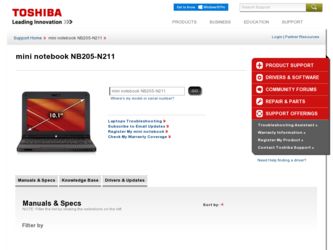NB205-N211 driver download page on the Toshiba site