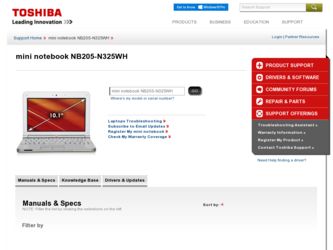 NB205-N325WH driver download page on the Toshiba site