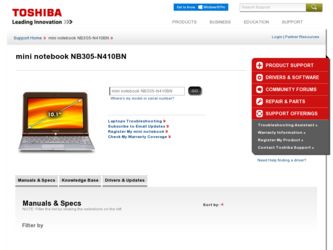 NB305-N410BN driver download page on the Toshiba site