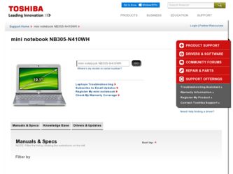 NB305-N410WH driver download page on the Toshiba site