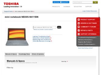 NB305-N411BN driver download page on the Toshiba site