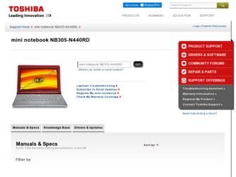 NB305-N440RD driver download page on the Toshiba site