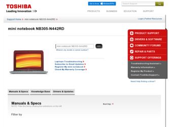 NB305-N442RD driver download page on the Toshiba site