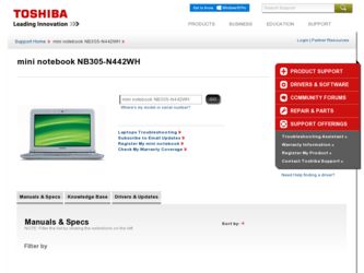 NB305-N442WH driver download page on the Toshiba site