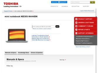 NB305-N444BN driver download page on the Toshiba site