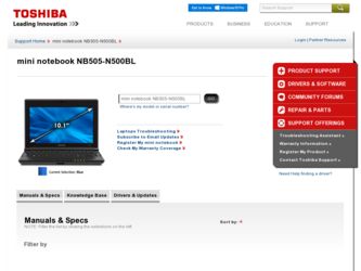 NB505-N500BL driver download page on the Toshiba site