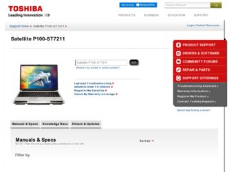 P100-ST7211 driver download page on the Toshiba site