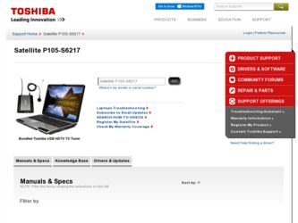 P105 S6217 driver download page on the Toshiba site