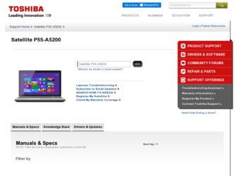 P55-A5200 driver download page on the Toshiba site