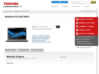 P70-AST3NX3 driver download page on the Toshiba site