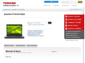 P740-BT4N22 driver download page on the Toshiba site