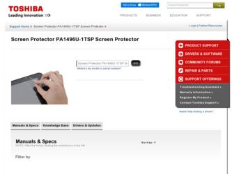 PA1496U-1TSP Screen Protector driver download page on the Toshiba site