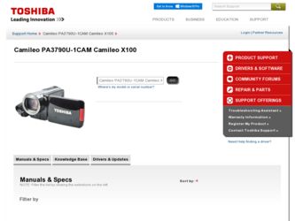 PA3790U-1CAM Camileo X100 driver download page on the Toshiba site