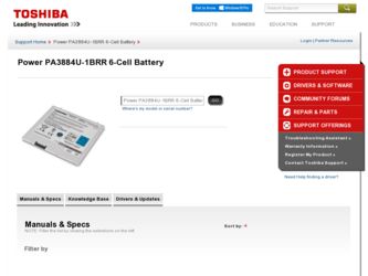 PA3884U-1BRR 6-Cell Battery driver download page on the Toshiba site