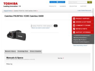 PA3974U-1C0K Camileo X400 driver download page on the Toshiba site