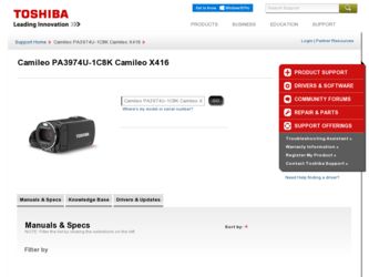 PA3974U-1C8K Camileo X416 driver download page on the Toshiba site