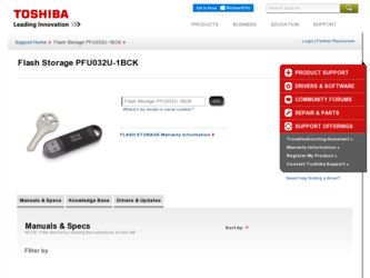 PFU032U-1BCK driver download page on the Toshiba site