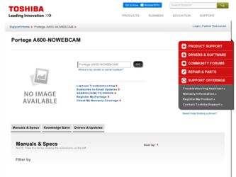 Portege A600-NOWEBCAM driver download page on the Toshiba site