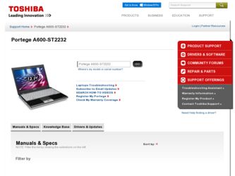 Portege A600-ST2232 driver download page on the Toshiba site