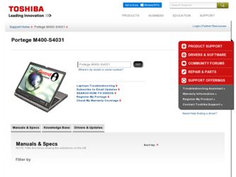 Portege M400-S4031 driver download page on the Toshiba site