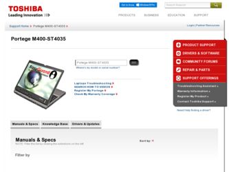 Portege M400-ST4035 driver download page on the Toshiba site