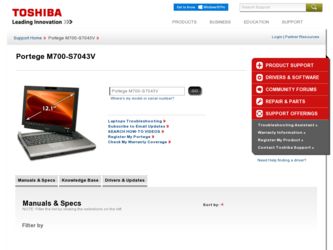 Portege M700-S7043V driver download page on the Toshiba site