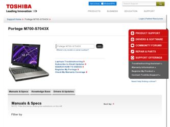 Portege M700-S7043X driver download page on the Toshiba site