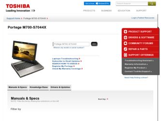 Portege M700-S7044X driver download page on the Toshiba site