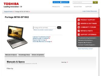 Portege M700-SP1802 driver download page on the Toshiba site