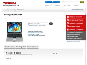 Portege R200-S214 driver download page on the Toshiba site