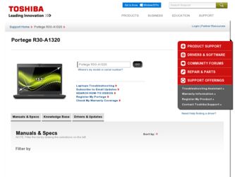 Portege R30-A1320 driver download page on the Toshiba site