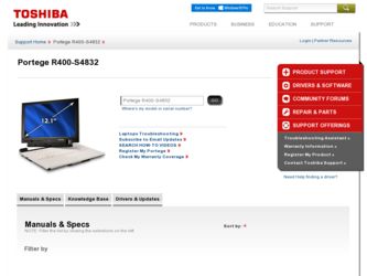 Portege R400-S4832 driver download page on the Toshiba site