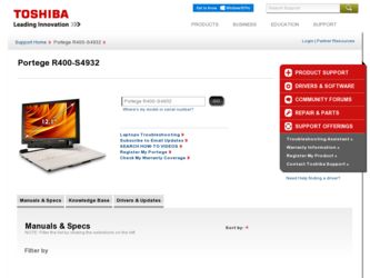 Portege R400-S4932 driver download page on the Toshiba site