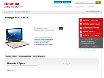 Portege R400-S4933 driver download page on the Toshiba site