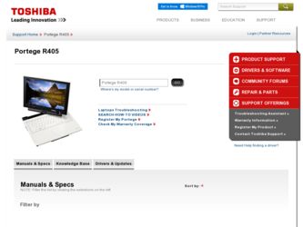 Portege R405 driver download page on the Toshiba site