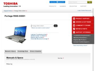 Portege R500-S5001 driver download page on the Toshiba site