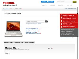 Portege R500-S5004 driver download page on the Toshiba site