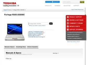 Portege R500-S5008X driver download page on the Toshiba site