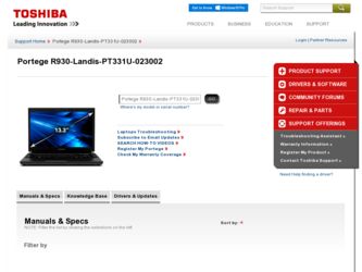 Portege R930-Landis-PT331U-023002 driver download page on the Toshiba site