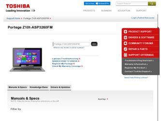 Portege Z10t-ASP3260FM driver download page on the Toshiba site