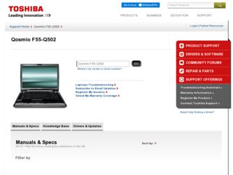 Qosmio F55-Q502 driver download page on the Toshiba site