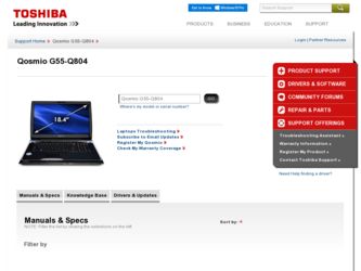 Qosmio G55-Q804 driver download page on the Toshiba site