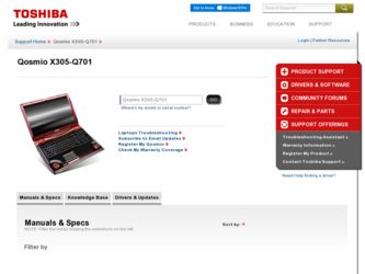 Qosmio X305-Q701 driver download page on the Toshiba site